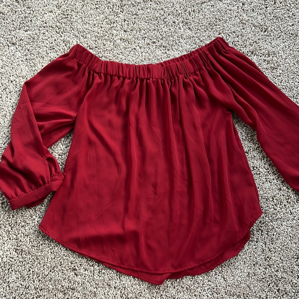 Red off the shoulder blouse from express